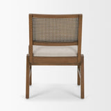 Mercana Reid Framed Brown Cane Cream Fabric Dining Chair