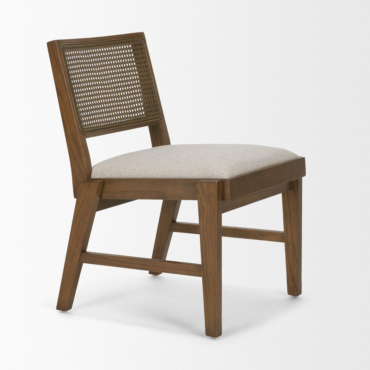 Mercana Reid Framed Brown Cane Cream Fabric Dining Chair