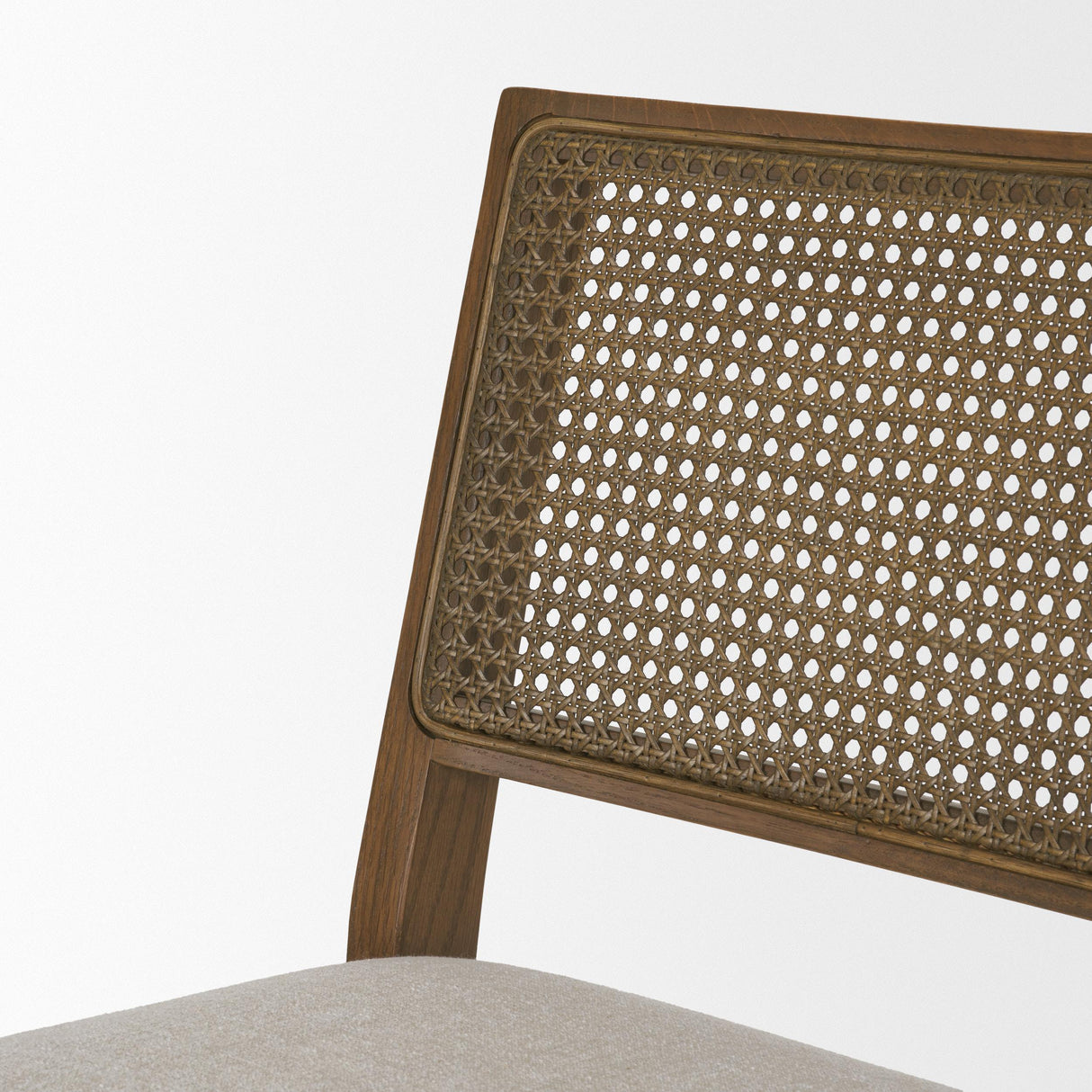 Mercana Reid Framed Brown Cane Cream Fabric Dining Chair