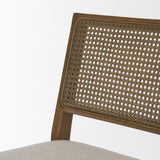 Mercana Reid Framed Brown Cane Cream Fabric Dining Chair