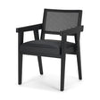 Mercana Reid Framed Black Cane Black Fabric Dining Armchair