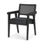 Mercana Reid Framed Black Cane Black Fabric Dining Armchair