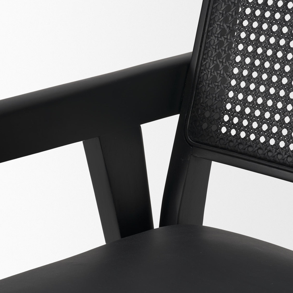Mercana Reid Framed Black Cane Black Fabric Dining Armchair