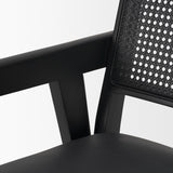 Mercana Reid Framed Black Cane Black Fabric Dining Armchair