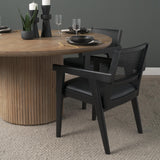 Mercana Reid Framed Black Cane Black Fabric Dining Armchair