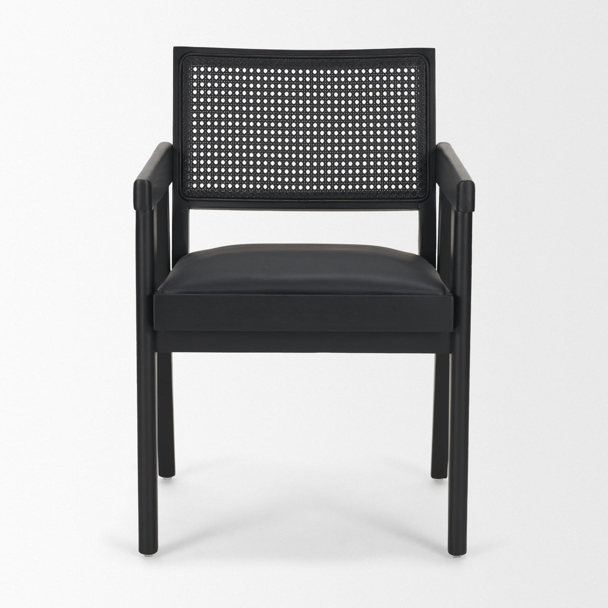 Mercana Reid Framed Black Cane Black Fabric Dining Armchair
