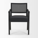 Mercana Reid Framed Black Cane Black Fabric Dining Armchair