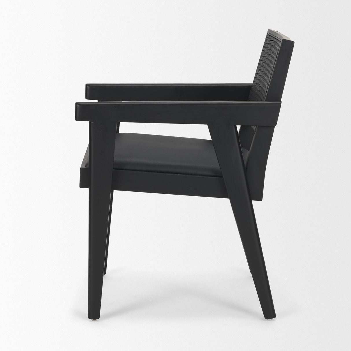 Mercana Reid Framed Black Cane Black Fabric Dining Armchair