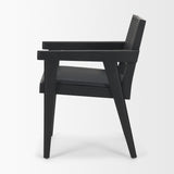Mercana Reid Framed Black Cane Black Fabric Dining Armchair