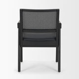 Mercana Reid Framed Black Cane Black Fabric Dining Armchair