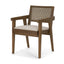 Mercana Reid Framed Brown Cane Cream Fabric Dining Armchair