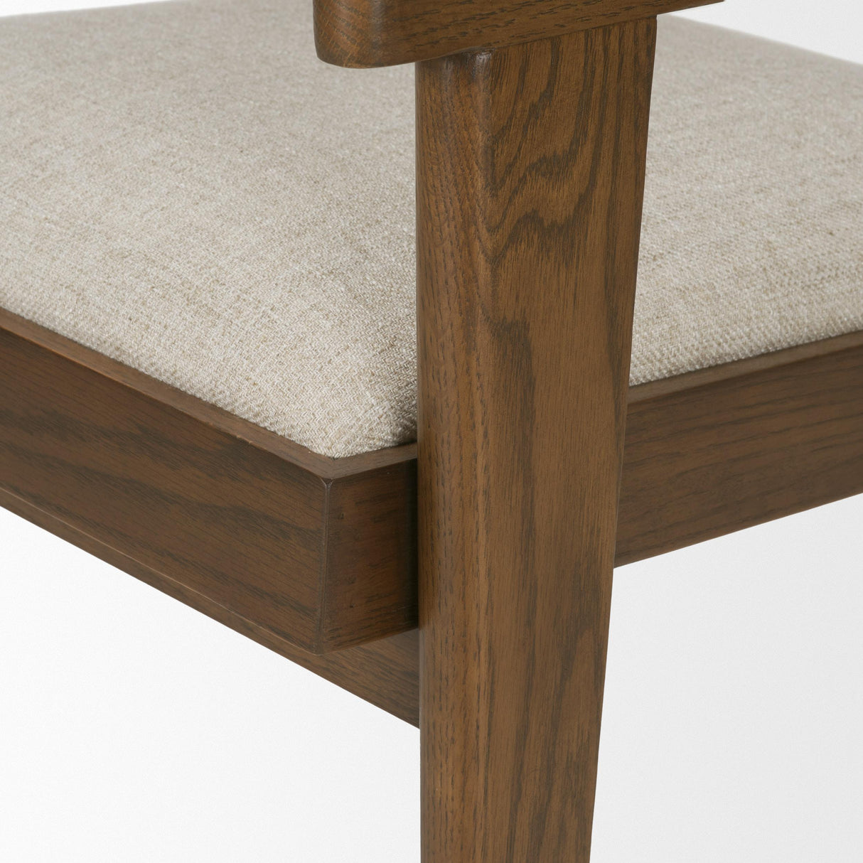 Mercana Reid Framed Brown Cane Cream Fabric Dining Armchair