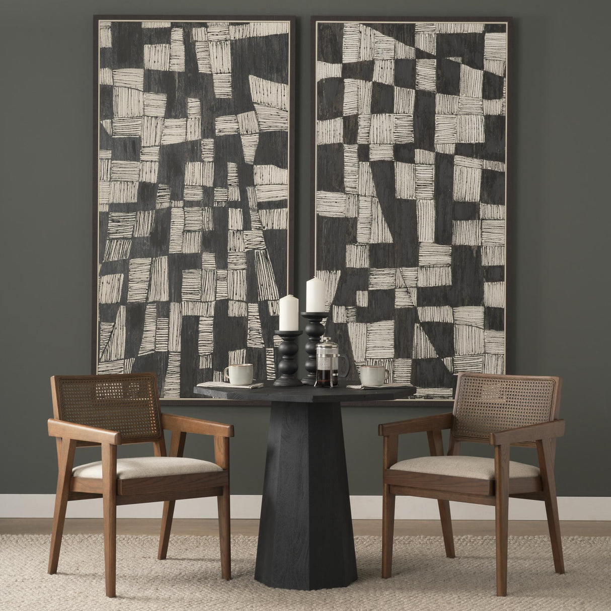 Mercana Reid Framed Brown Cane Cream Fabric Dining Armchair