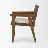 Mercana Reid Framed Brown Cane Cream Fabric Dining Armchair