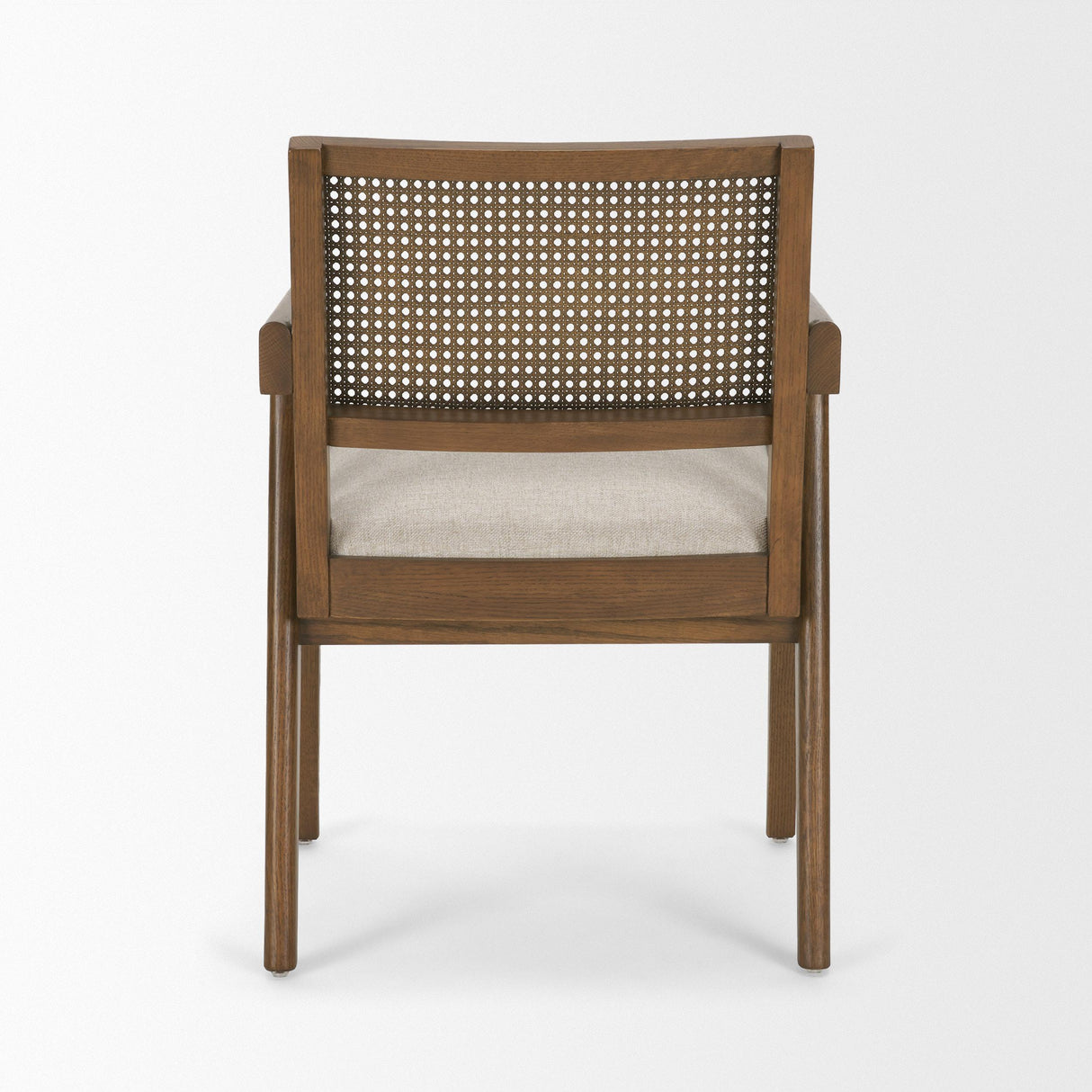 Mercana Reid Framed Brown Cane Cream Fabric Dining Armchair