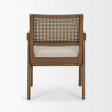 Mercana Reid Framed Brown Cane Cream Fabric Dining Armchair