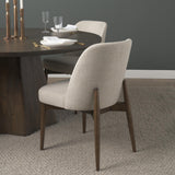 Mercana Abbie Curved Back Oatmeal Fabric Armless Dining Chair