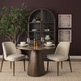Mercana Abbie Curved Back Oatmeal Fabric Armless Dining Chair