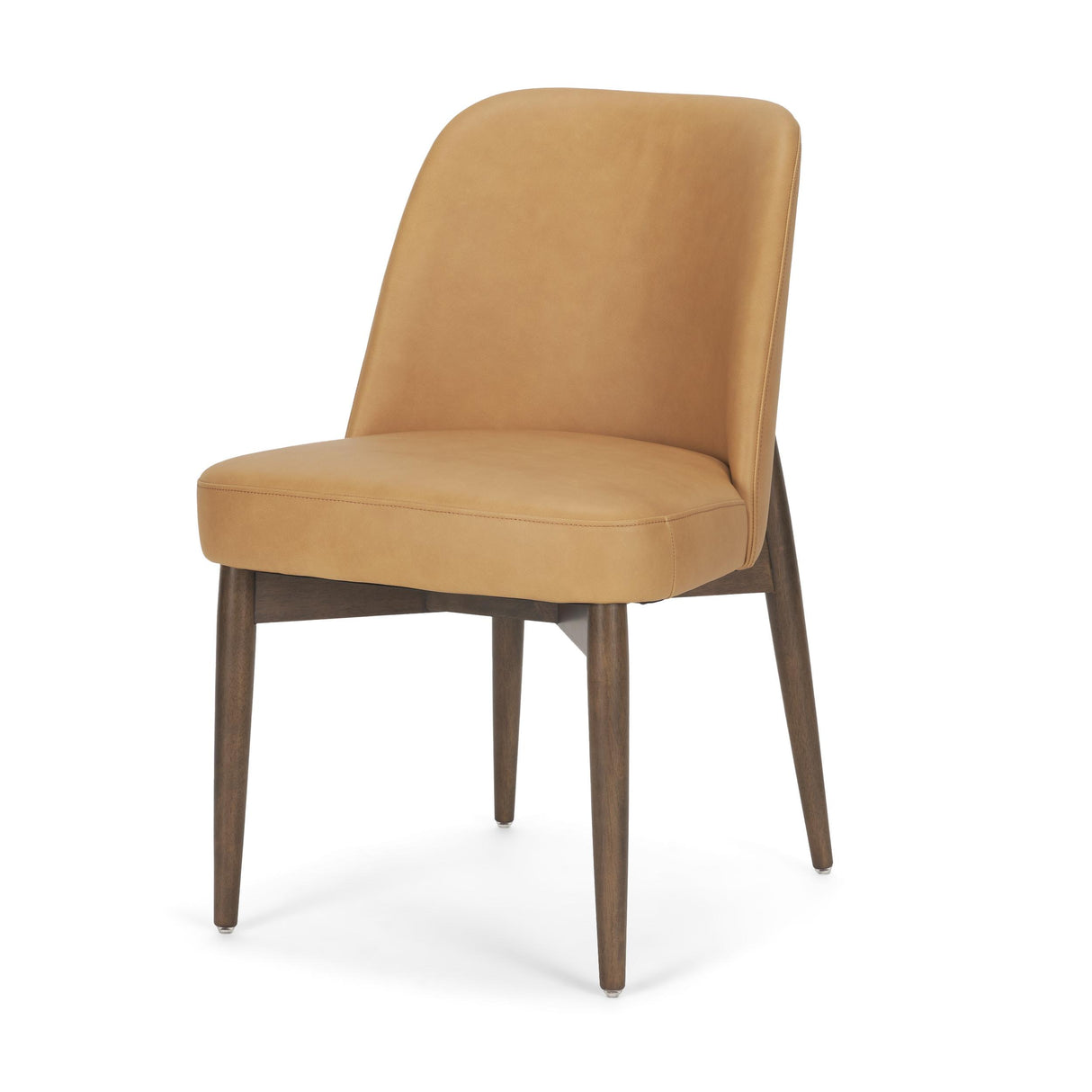 Mercana Abbie Slope Curved Back Tan Leather Dining Side Chair