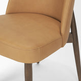 Mercana Abbie Slope Curved Back Tan Leather Dining Side Chair