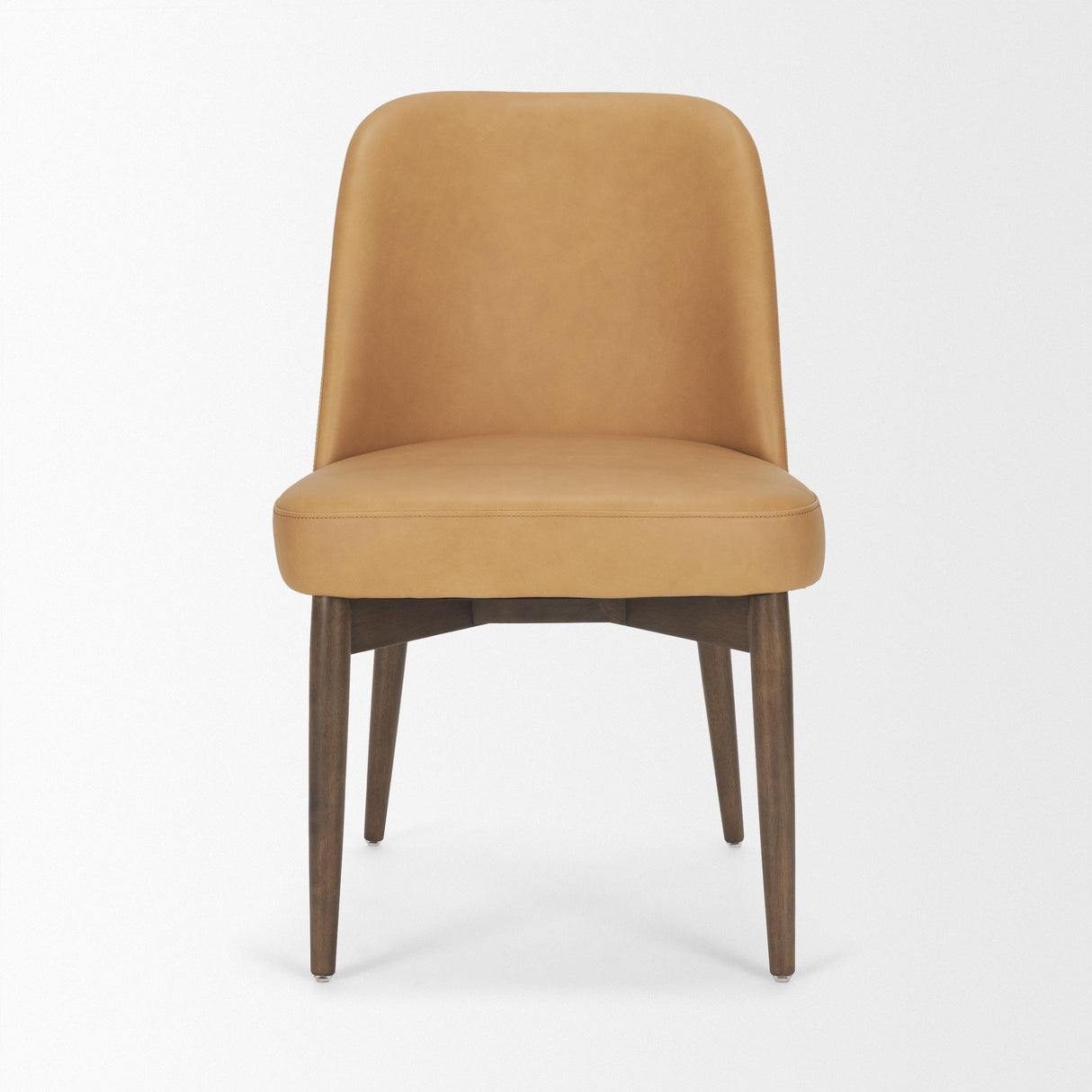 Mercana Abbie Slope Curved Back Tan Leather Dining Side Chair