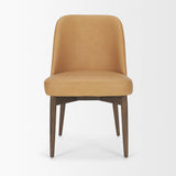 Mercana Abbie Slope Curved Back Tan Leather Dining Side Chair