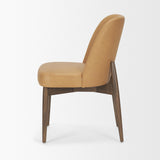 Mercana Abbie Slope Curved Back Tan Leather Dining Side Chair