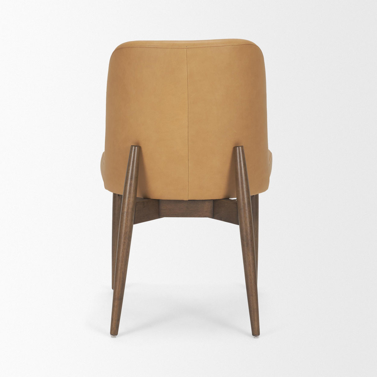 Mercana Abbie Slope Curved Back Tan Leather Dining Side Chair