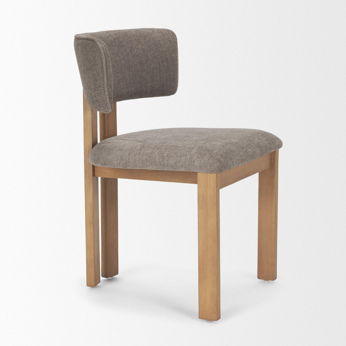 Mercana Soho Curved Open Back Gray Chenille Tripod Frame Dining Side Chair