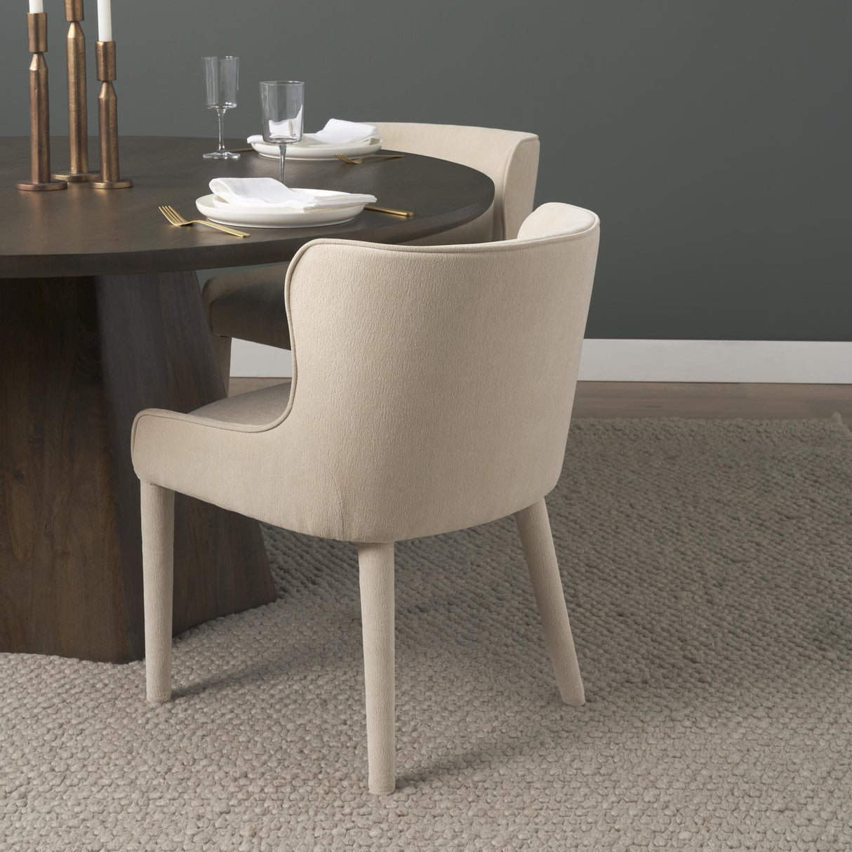 Mercana Nolan Slope Cream Chenille Dining Chair
