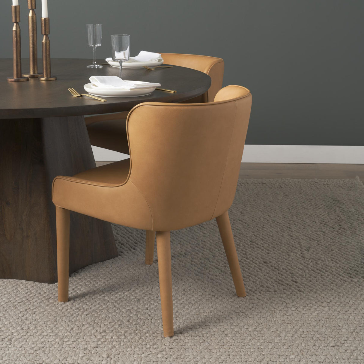 Mercana Nolan Slope Tan Leather Dining Chair
