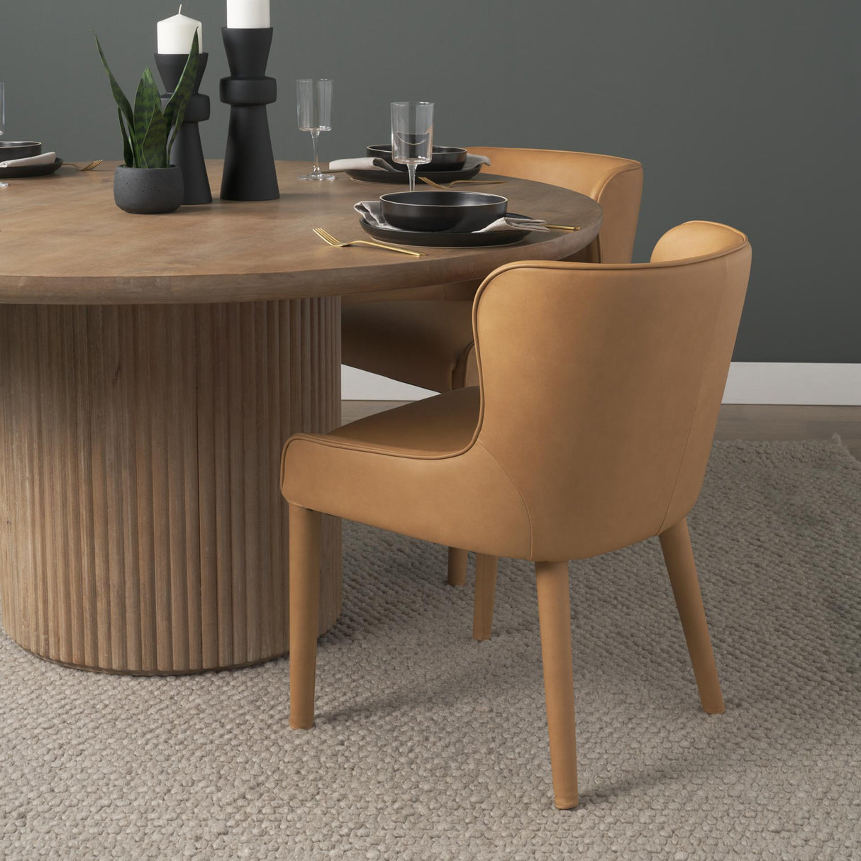 Mercana Nolan Slope Tan Leather Dining Chair