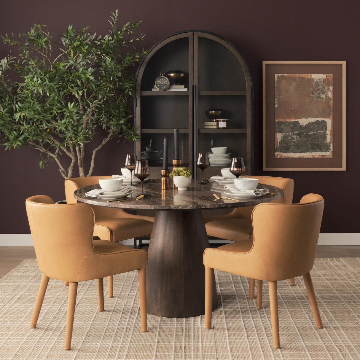 Mercana Nolan Slope Tan Leather Dining Chair