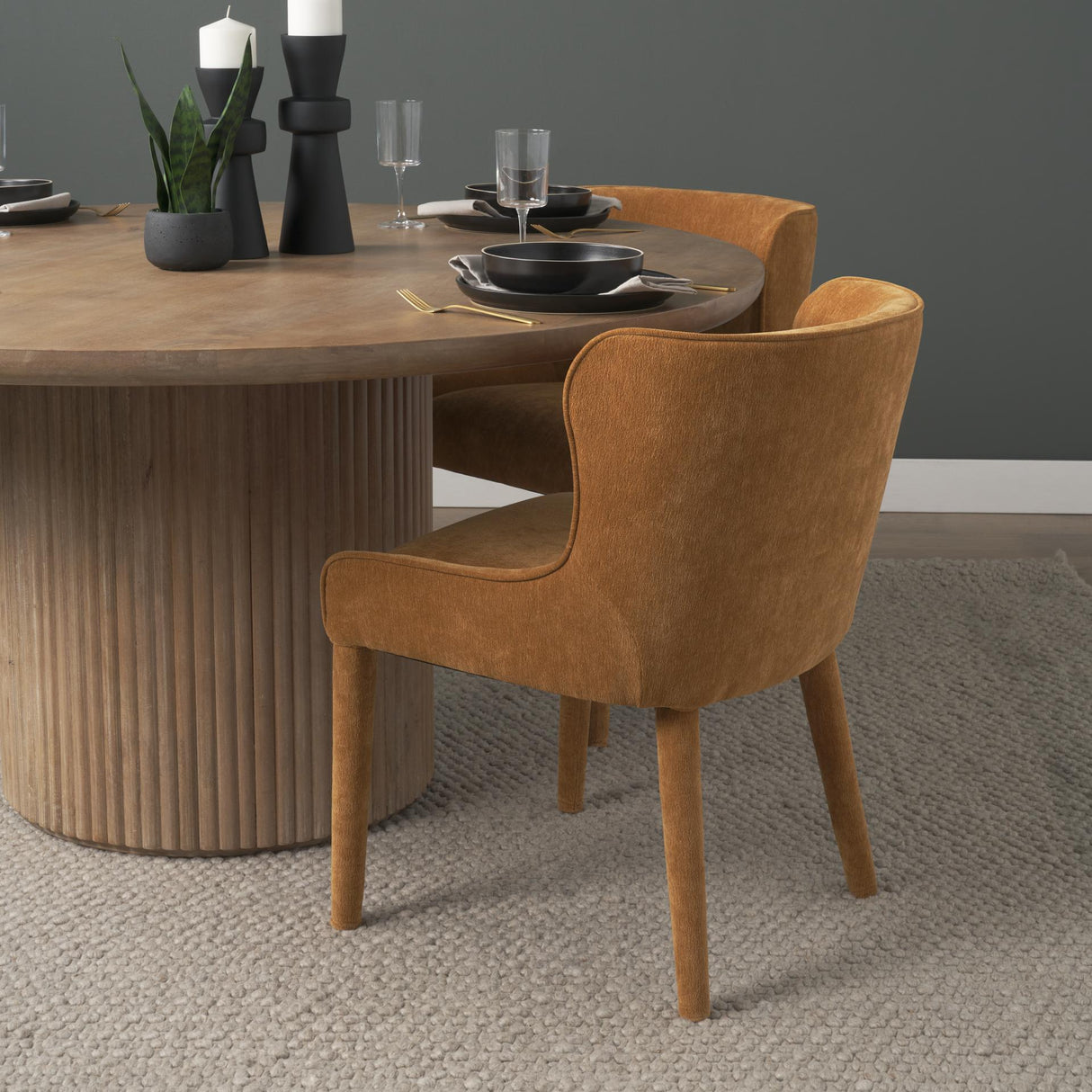 Mercana Nolan Slope Rust Chenille Dining Chair
