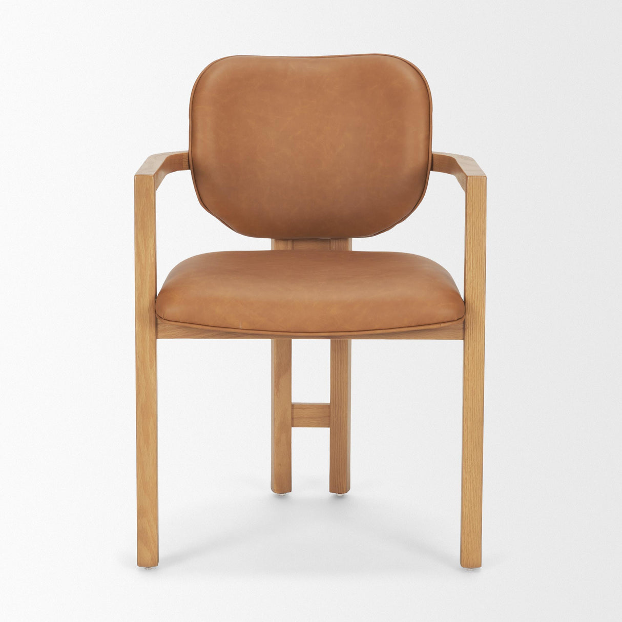 Mercana Carlisle Curved Back Tan Leather Tripod Frame Dining Armchair