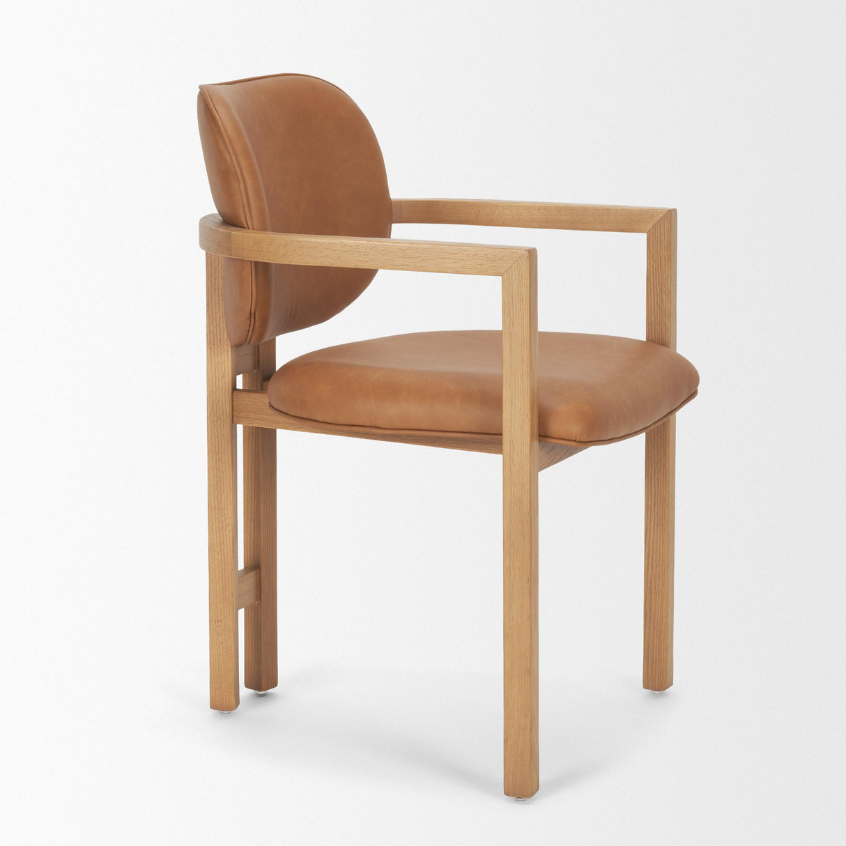 Mercana Carlisle Curved Back Tan Leather Tripod Frame Dining Armchair