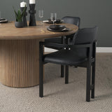 Mercana Carlisle Curved Back Black Leather Tripod Frame Dining Armchair