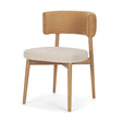 Mercana Motley Curved Open Back Cream Fabric and Tan Leather Dining Chair