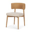 Mercana Motley Curved Open Back Cream Fabric and Tan Leather Dining Chair