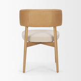 Mercana Motley Curved Open Back Cream Fabric and Tan Leather Dining Chair