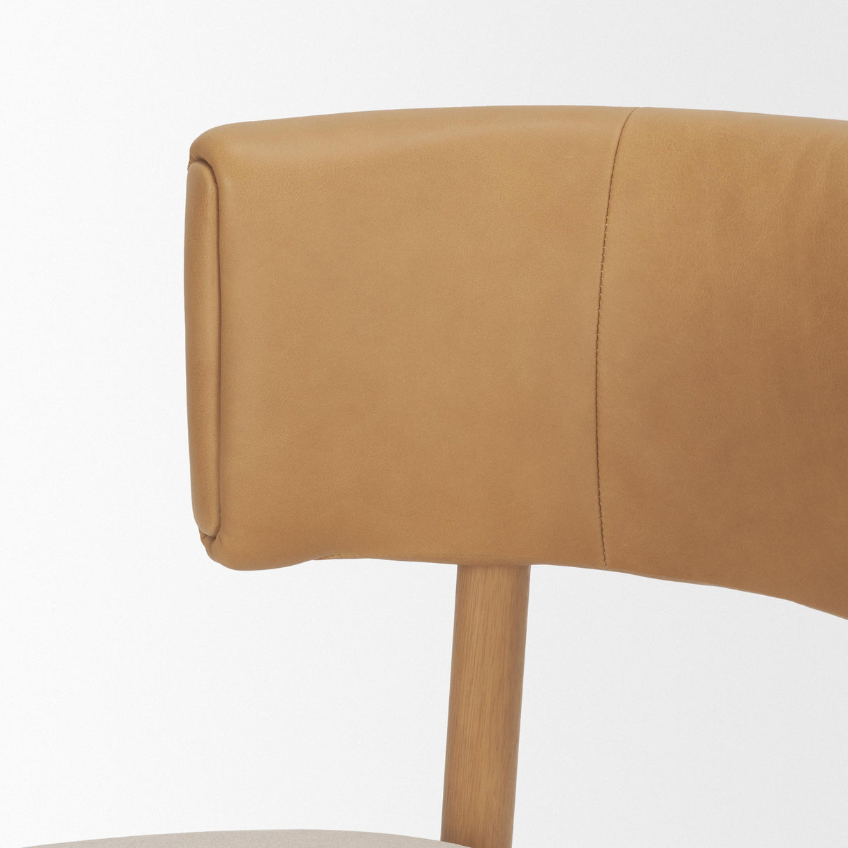Mercana Motley Curved Open Back Cream Fabric and Tan Leather Dining Chair