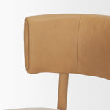 Mercana Motley Curved Open Back Cream Fabric and Tan Leather Dining Chair