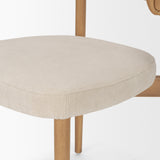 Mercana Motley Curved Open Back Cream Fabric and Tan Leather Dining Chair