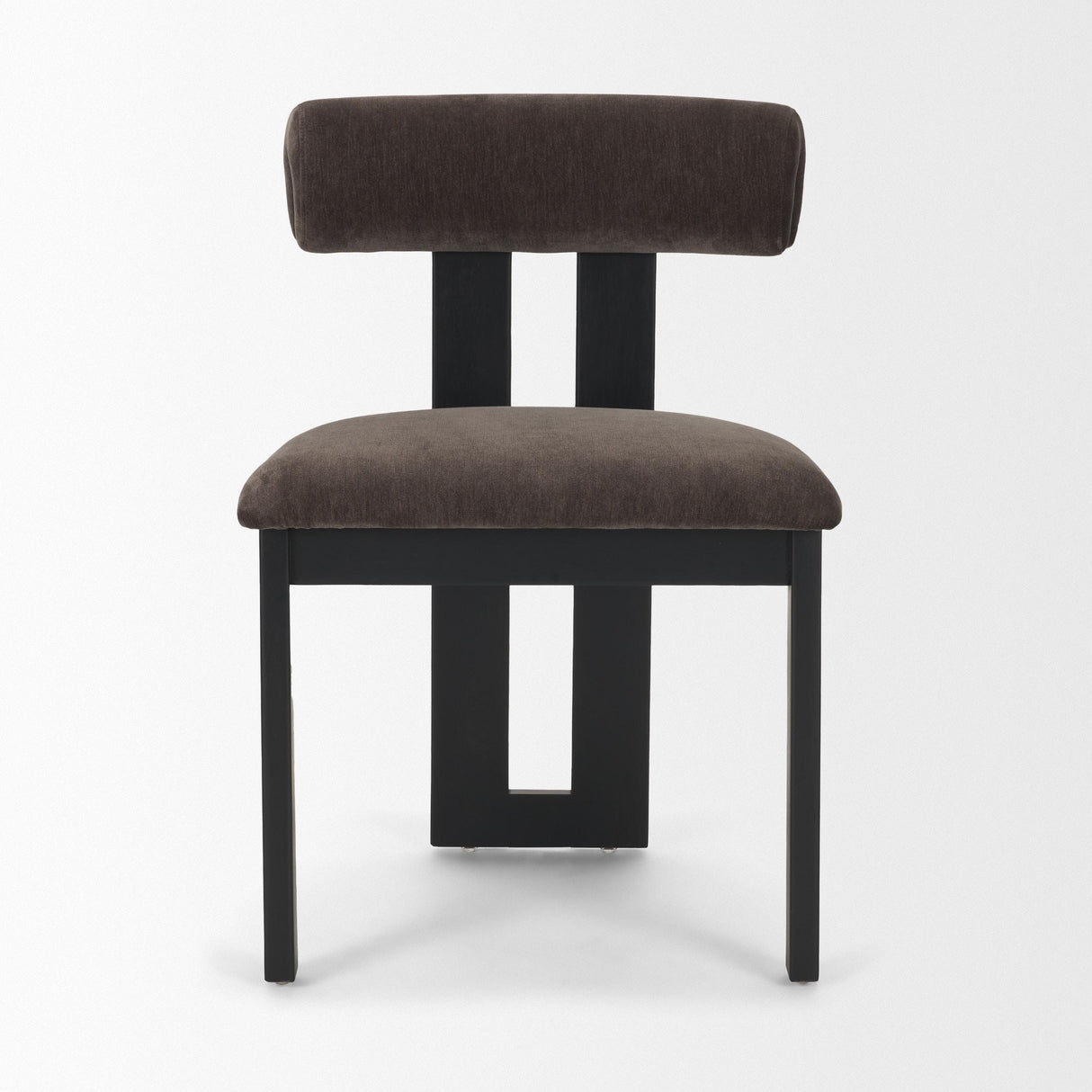 Mercana Tribeca Curve Open Back Charcoal Chenille Tripod Frame Dining Chair