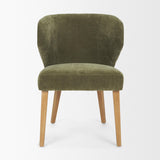 Mercana Niles 22.5L x 24.5W x 32H Moss Olive Fabric Seat W/ Mid Brown Wooden Legs Wingback Dining Chair