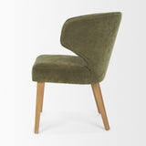 Mercana Niles 22.5L x 24.5W x 32H Moss Olive Fabric Seat W/ Mid Brown Wooden Legs Wingback Dining Chair