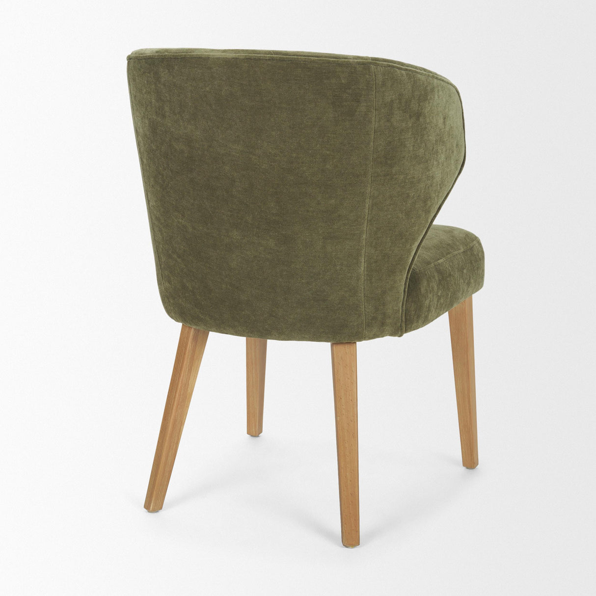 Mercana Niles 22.5L x 24.5W x 32H Moss Olive Fabric Seat W/ Mid Brown Wooden Legs Wingback Dining Chair