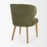 Mercana Niles 22.5L x 24.5W x 32H Moss Olive Fabric Seat W/ Mid Brown Wooden Legs Wingback Dining Chair
