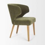 Mercana Niles 22.5L x 24.5W x 32H Moss Olive Fabric Seat W/ Mid Brown Wooden Legs Wingback Dining Chair