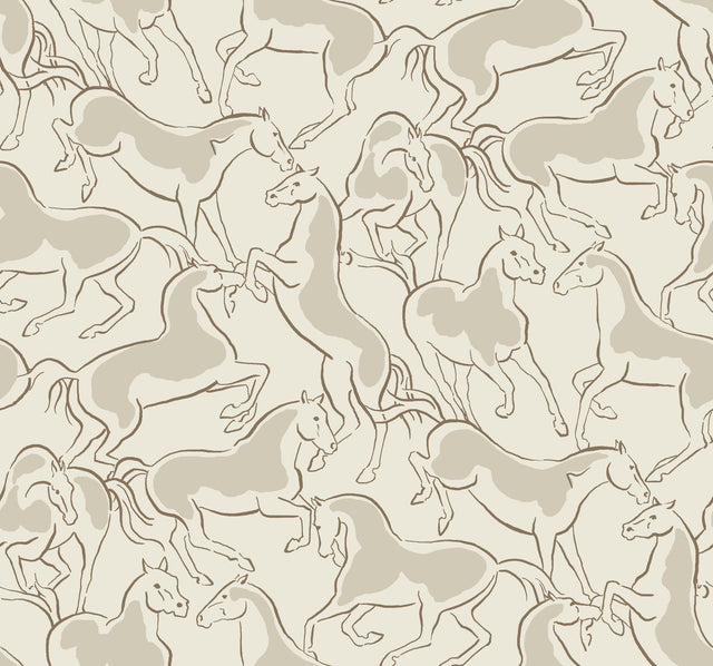 Ronald Redding Designs Dressage Beige Stallions Wallpaper